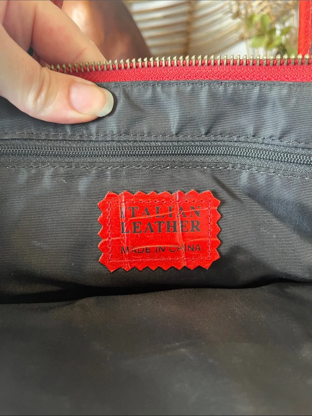 Pelle Studio Red Croc-Embossed Satchel with Zip Compartment